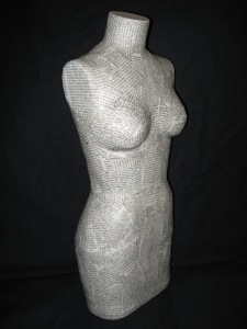 Paper mache half-scale dress form